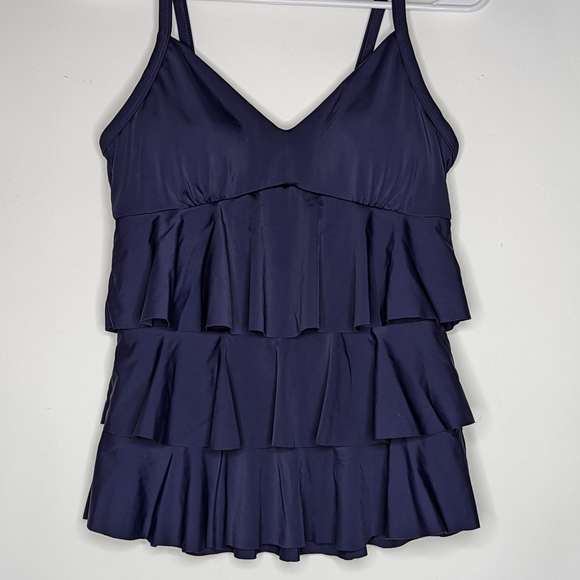 Modbod Tankini Women's Sz L Navy Blue Layered Padding Adjustable Straps Slimming - Picture 5 of 9